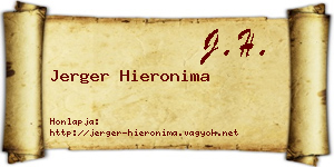 Jerger Hieronima névjegykártya